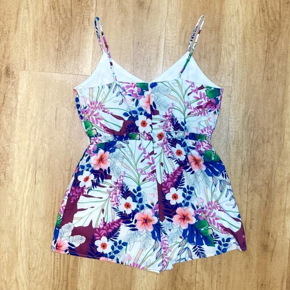 Peach Love California Floral Botanical Romper w/ Adjustable Spaghetti Straps - Picture 9 of 9